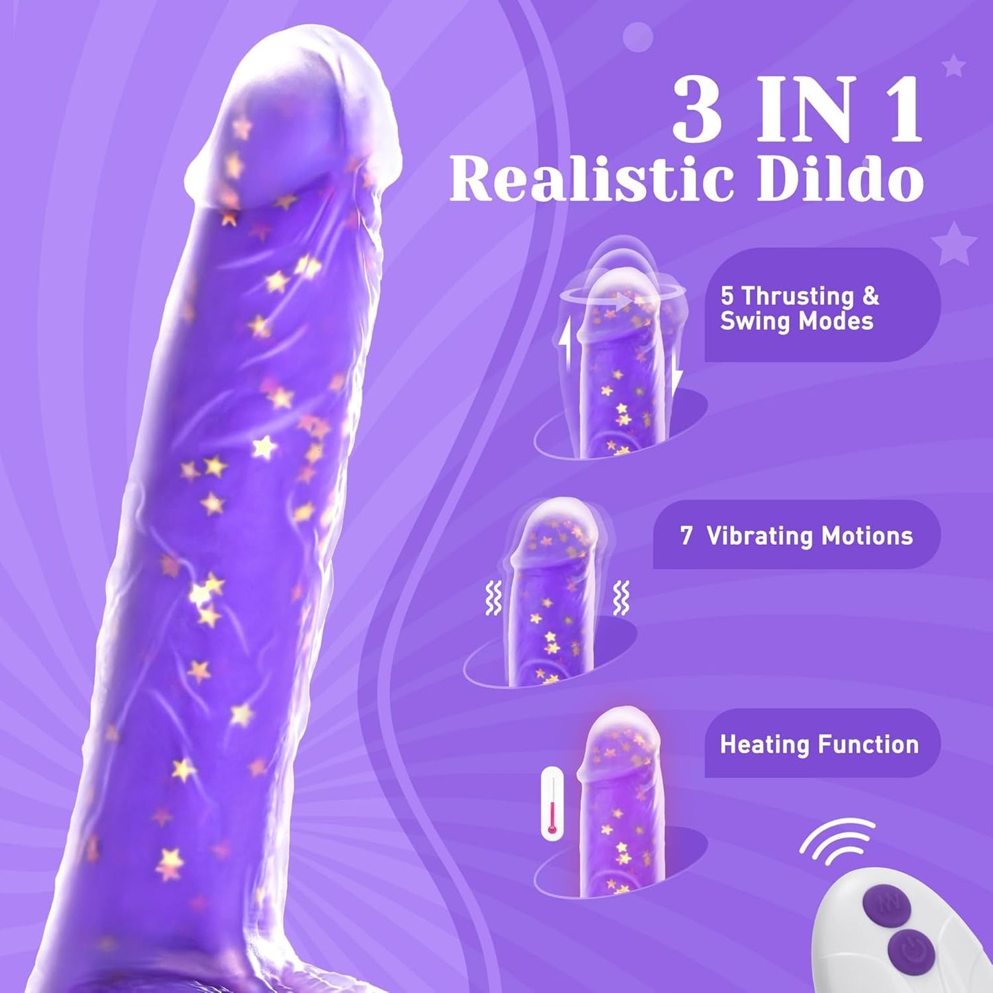 9.25" Thrusting & Vibrating Silicone Dildo