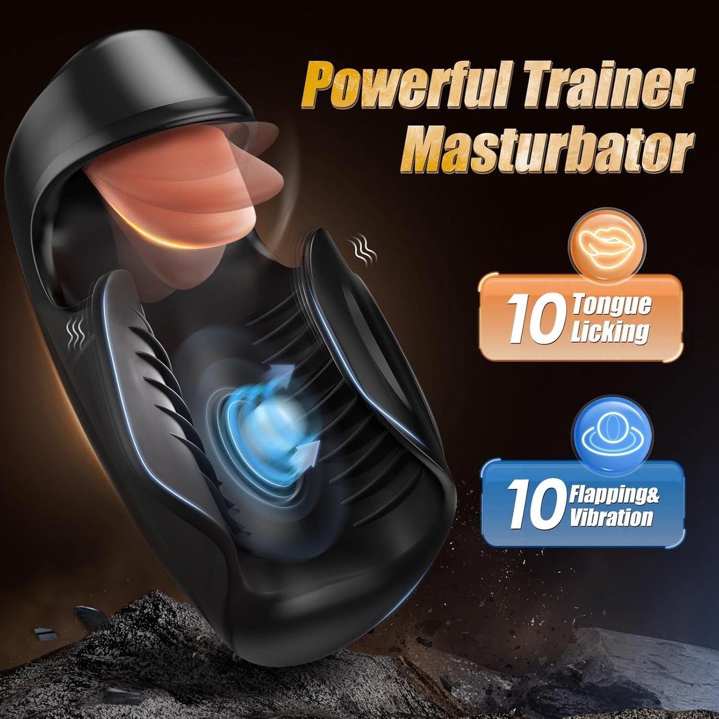 Tongue-Licking & Tapping & Vibrating Masturbator