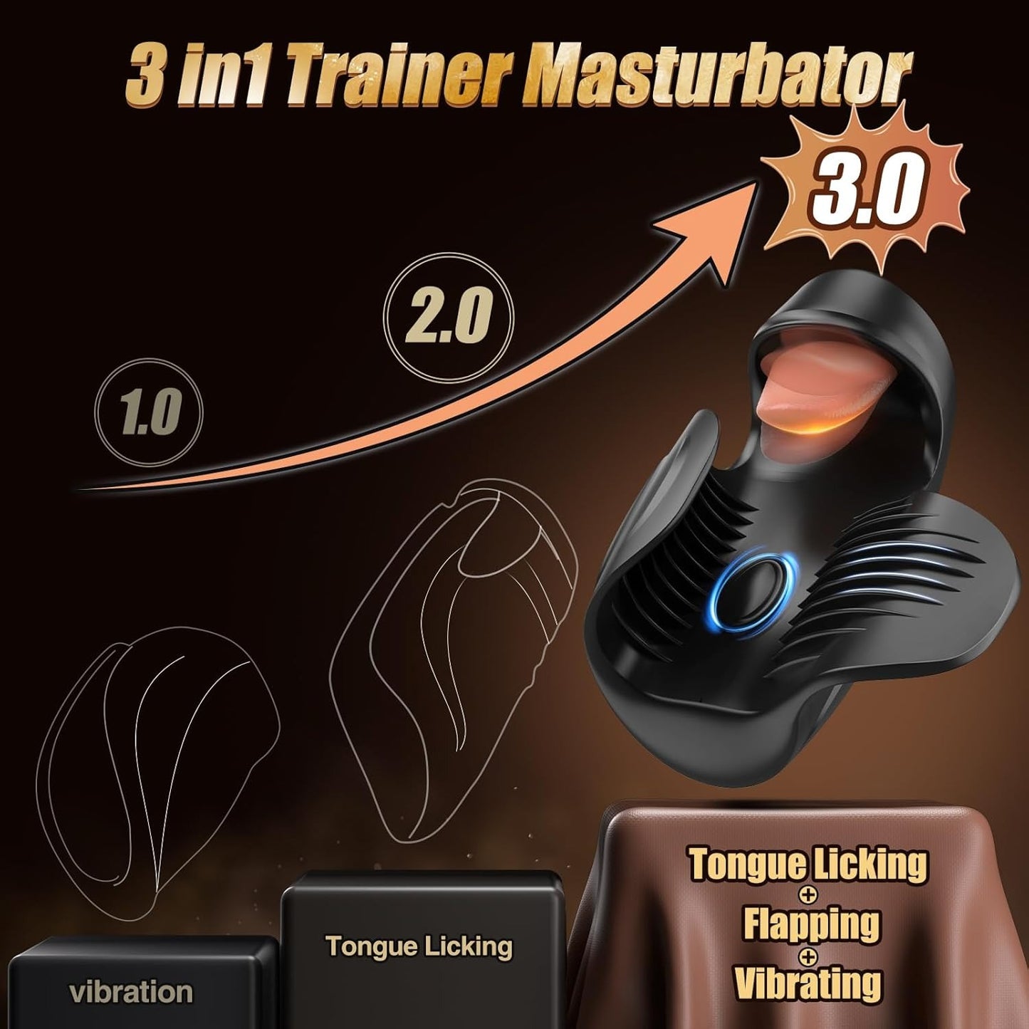Tongue-Licking & Tapping & Vibrating Masturbator