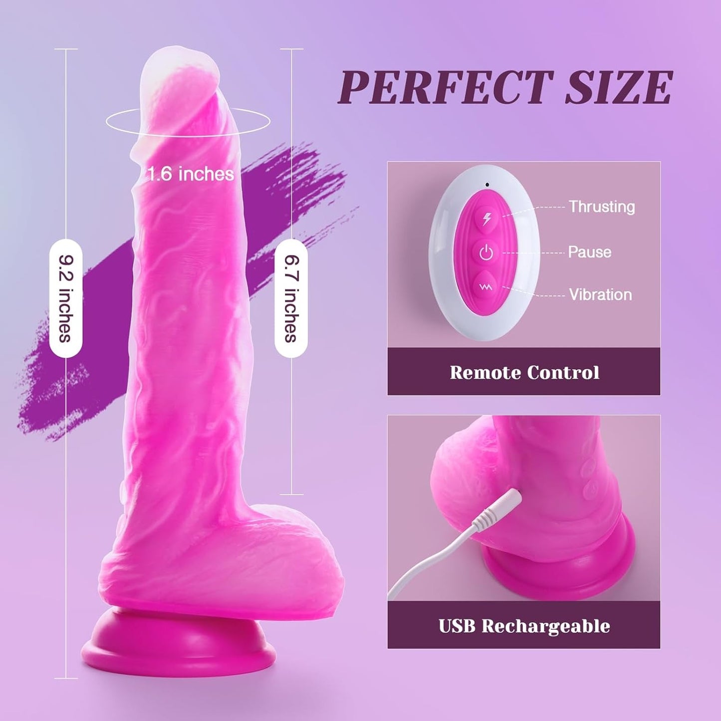 Thrusting & Vibrating Silicone Dildo - Lesme Vibe